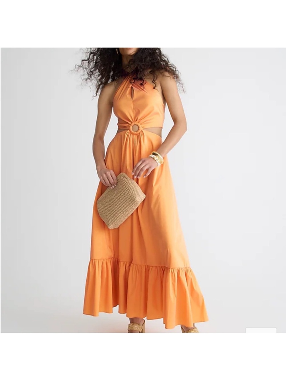 J. Crew Collection Taffeta O-ring Cutout Halter Neck Maxi Dress 4 - Picture 3 of 11